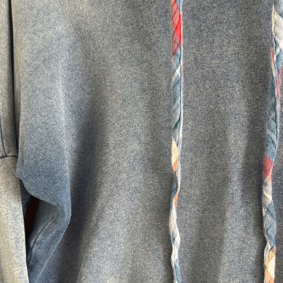 ANTHROPOLOGIE l Cloth & Stone Blue Plaid Layered Hoodie 100% Cotton Small - Picture 2 of 7